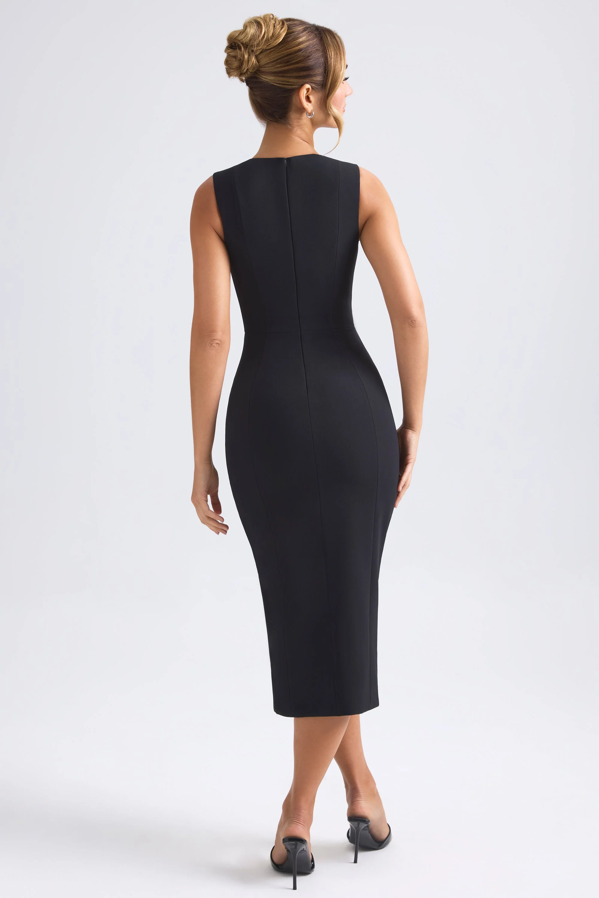 Sweetheart-Neck Midaxi Dress in Black - Image 2