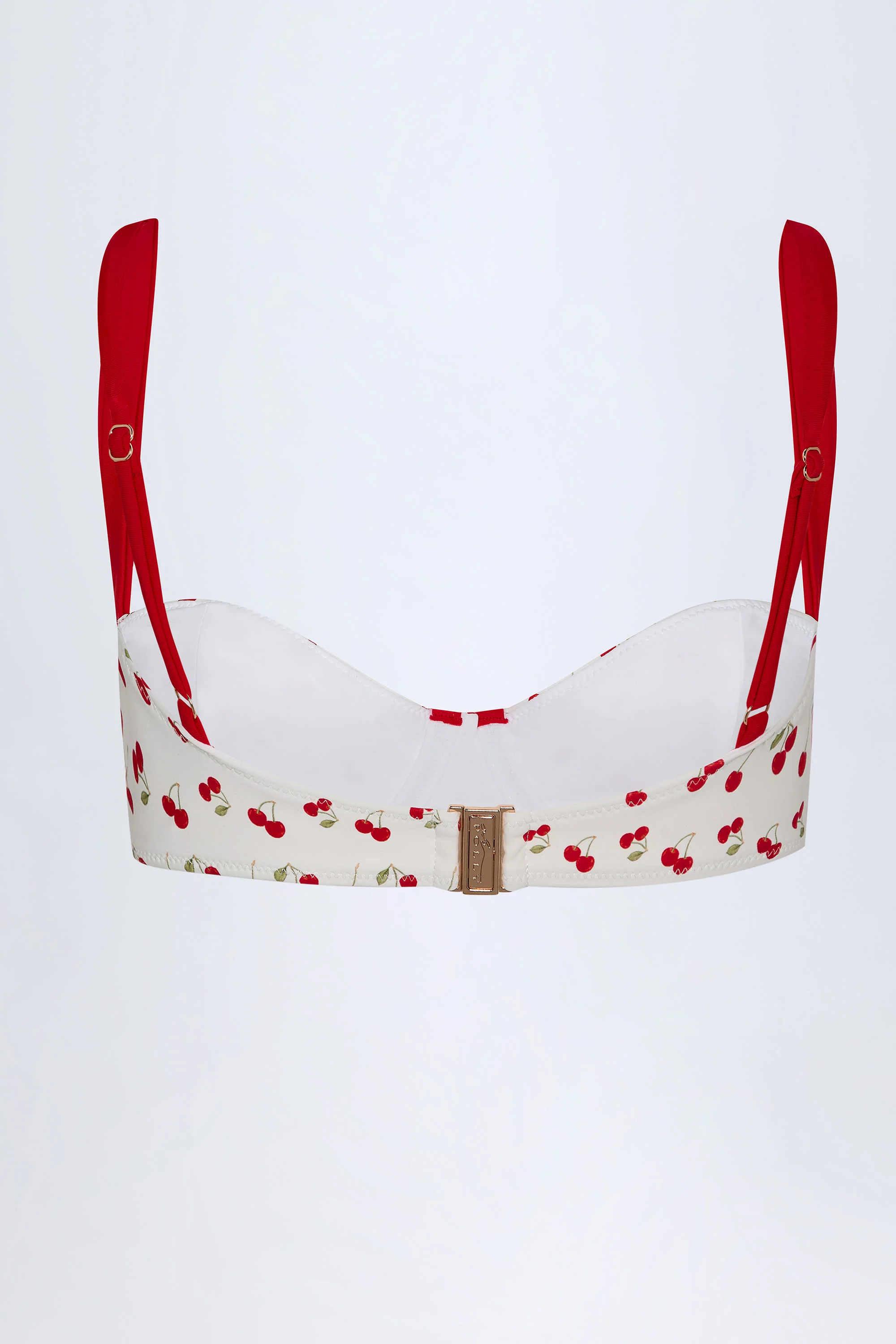 Contrast Underwired Balconette Bikini Top in Cherry Print - Image 11
