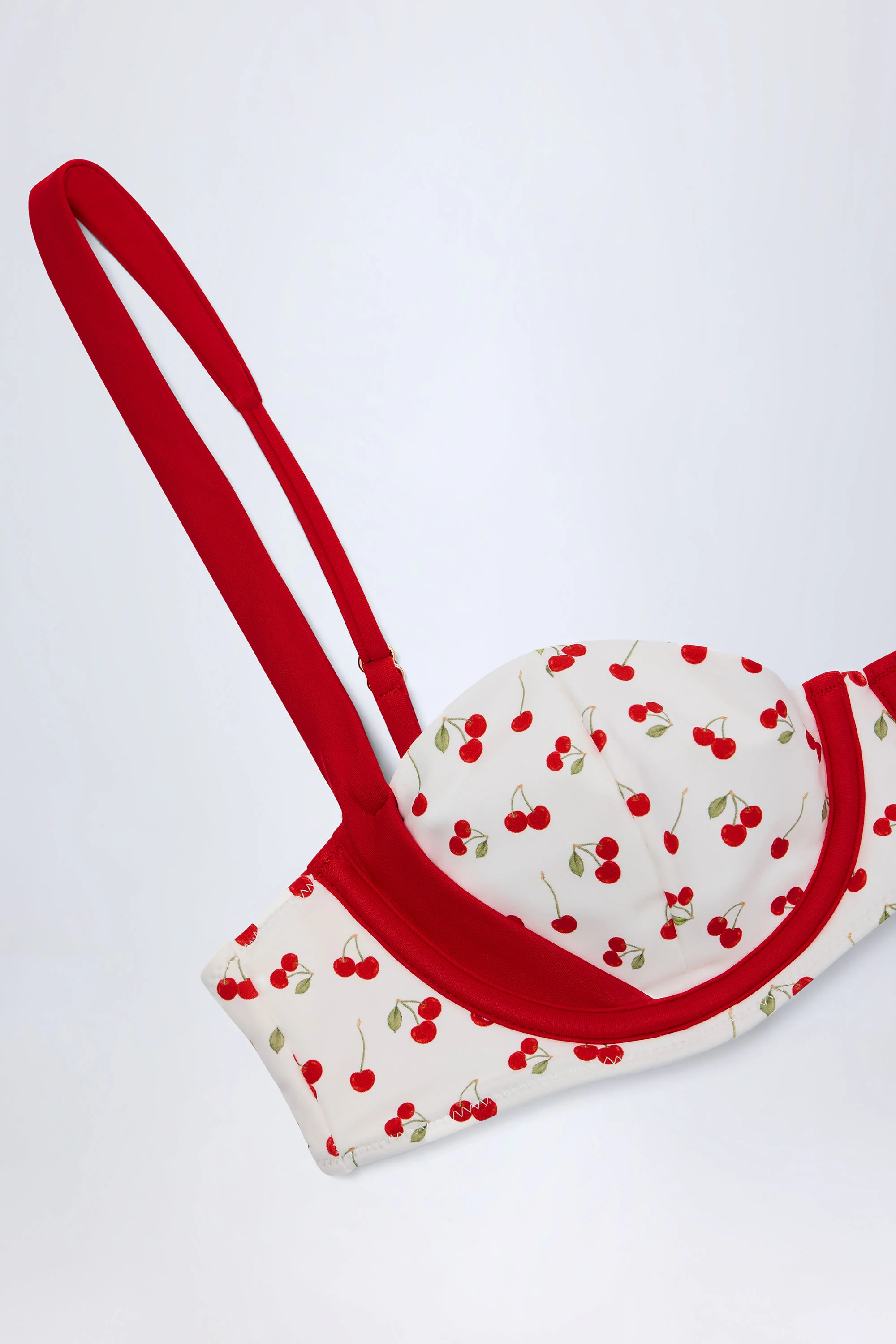 Contrast Underwired Balconette Bikini Top in Cherry Print - Image 12