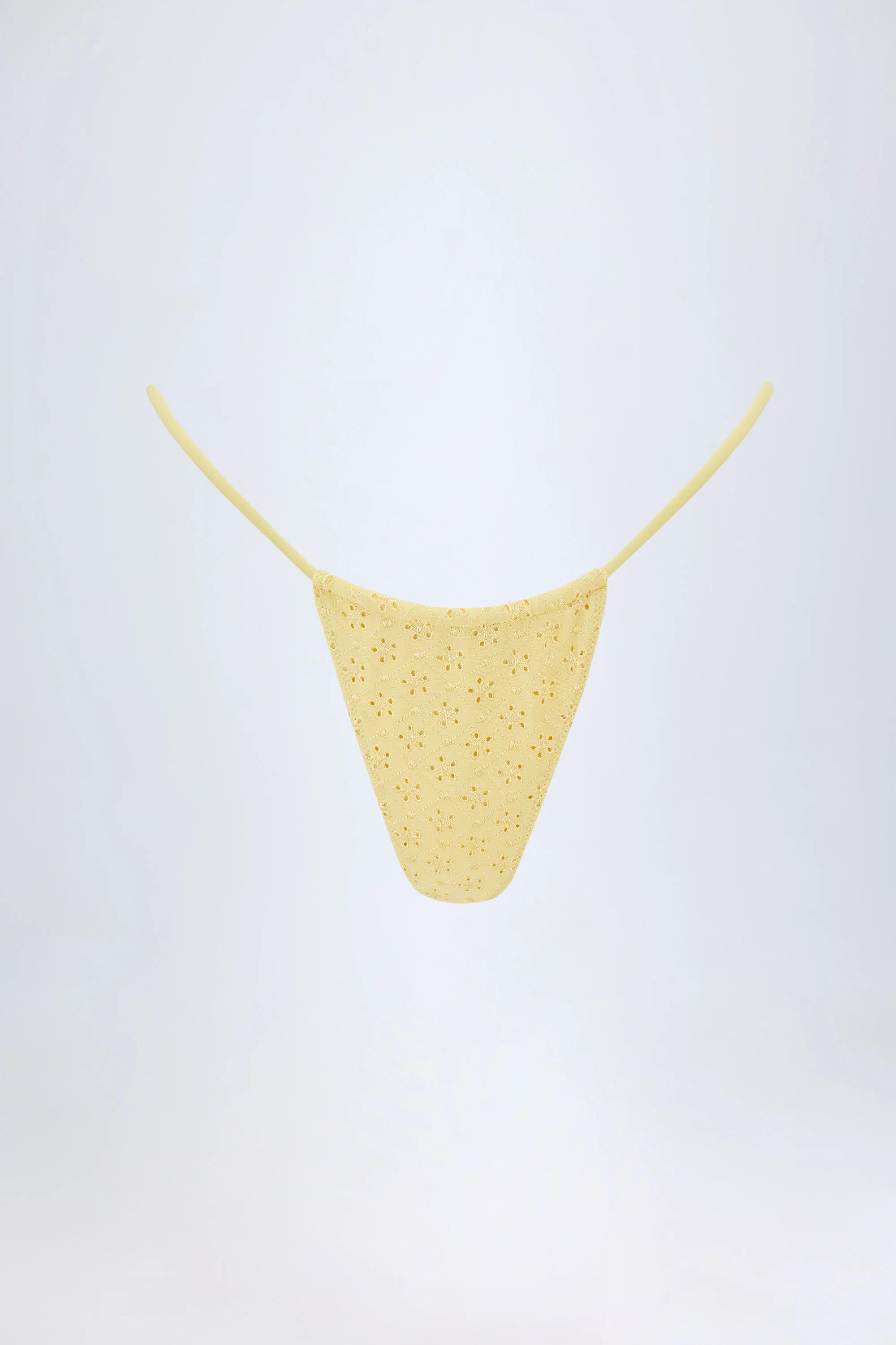 Broderie Anglaise Drawstring Bikini Bottoms in Lemon Yellow - Image 2