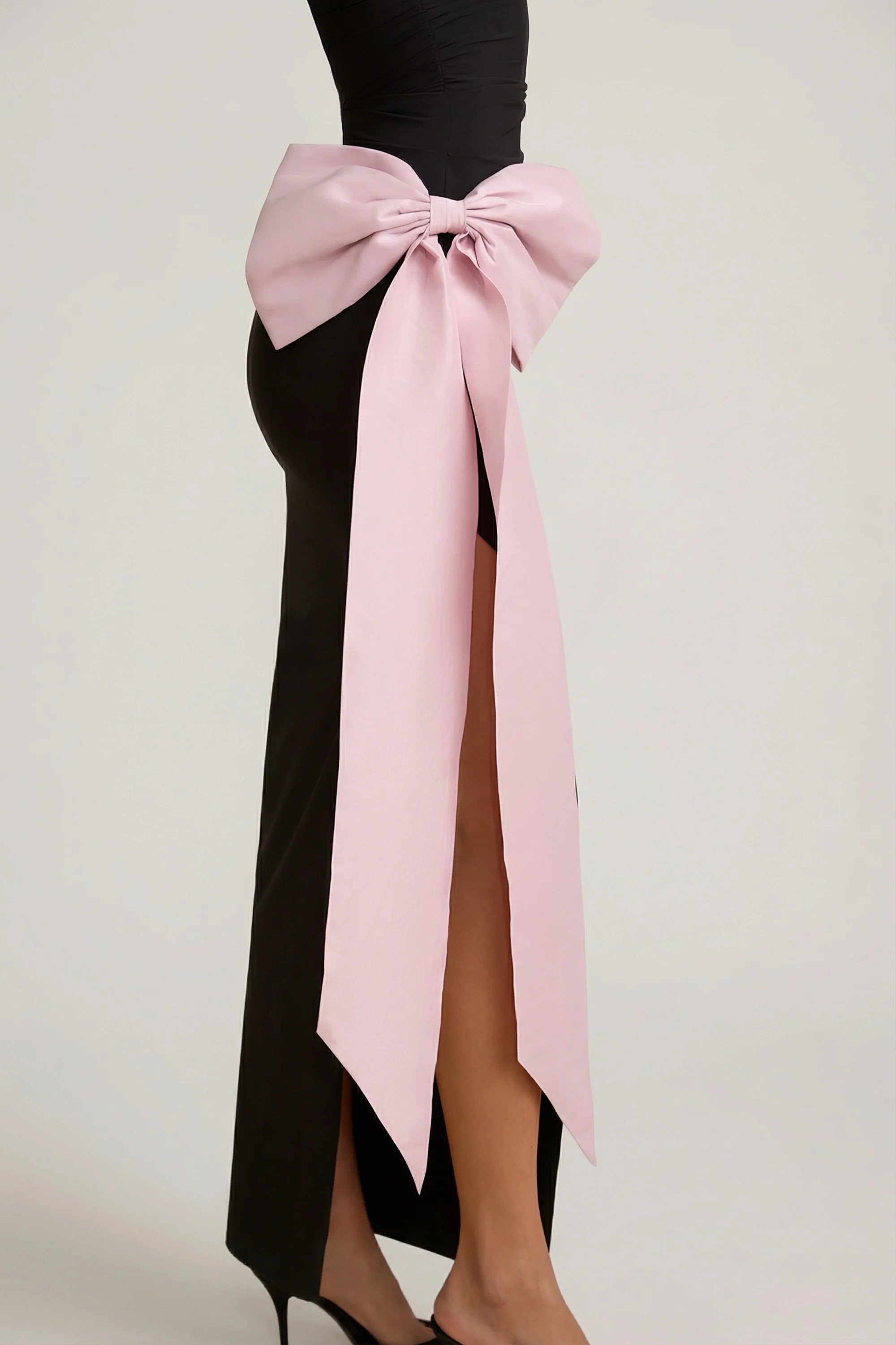 Strapless Bow-Detail Maxi Dress in Black - Image 4