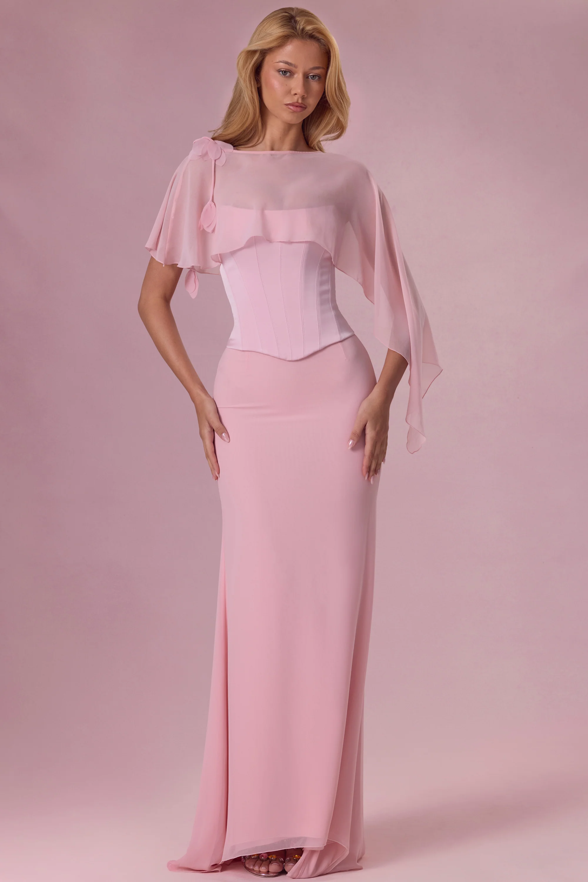 Satin Corset Bridesmaid Dress in Blush Pink - Image 5