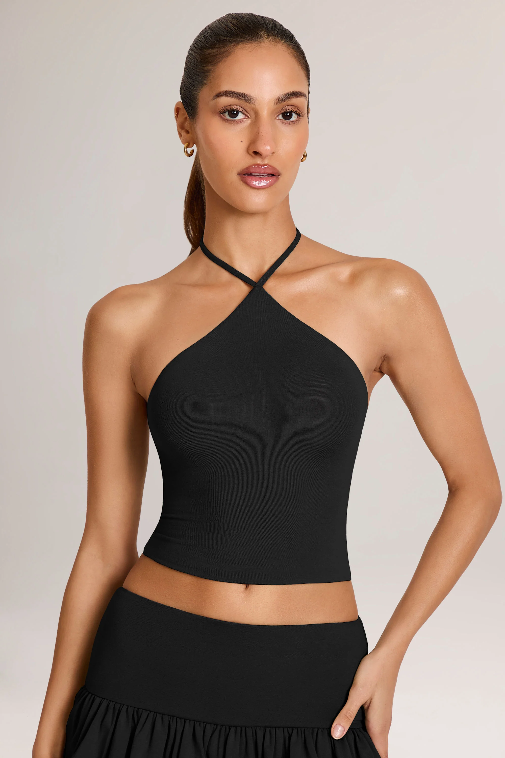 Modal Halterneck Top in Black - Image 2
