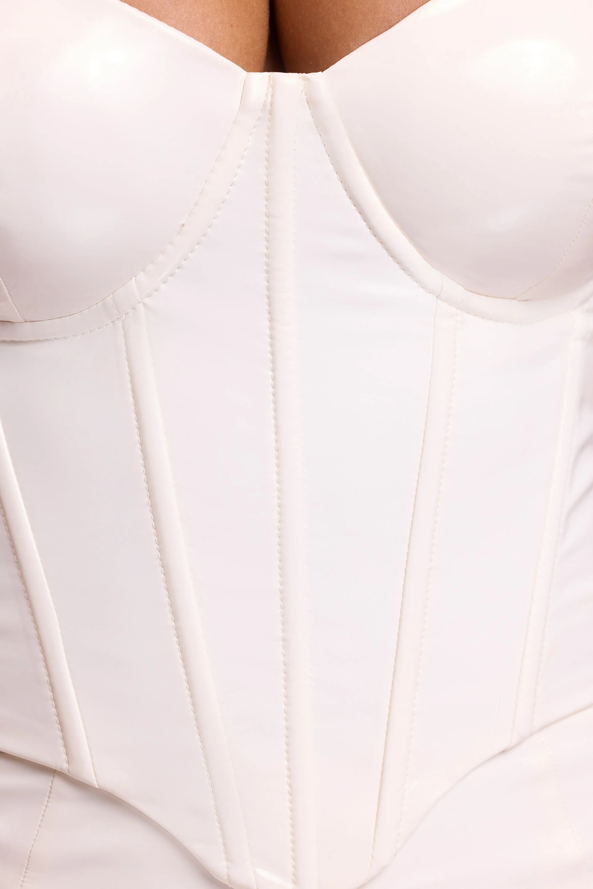 Vinyl Underwired Corset Crop Top in White - Image 5