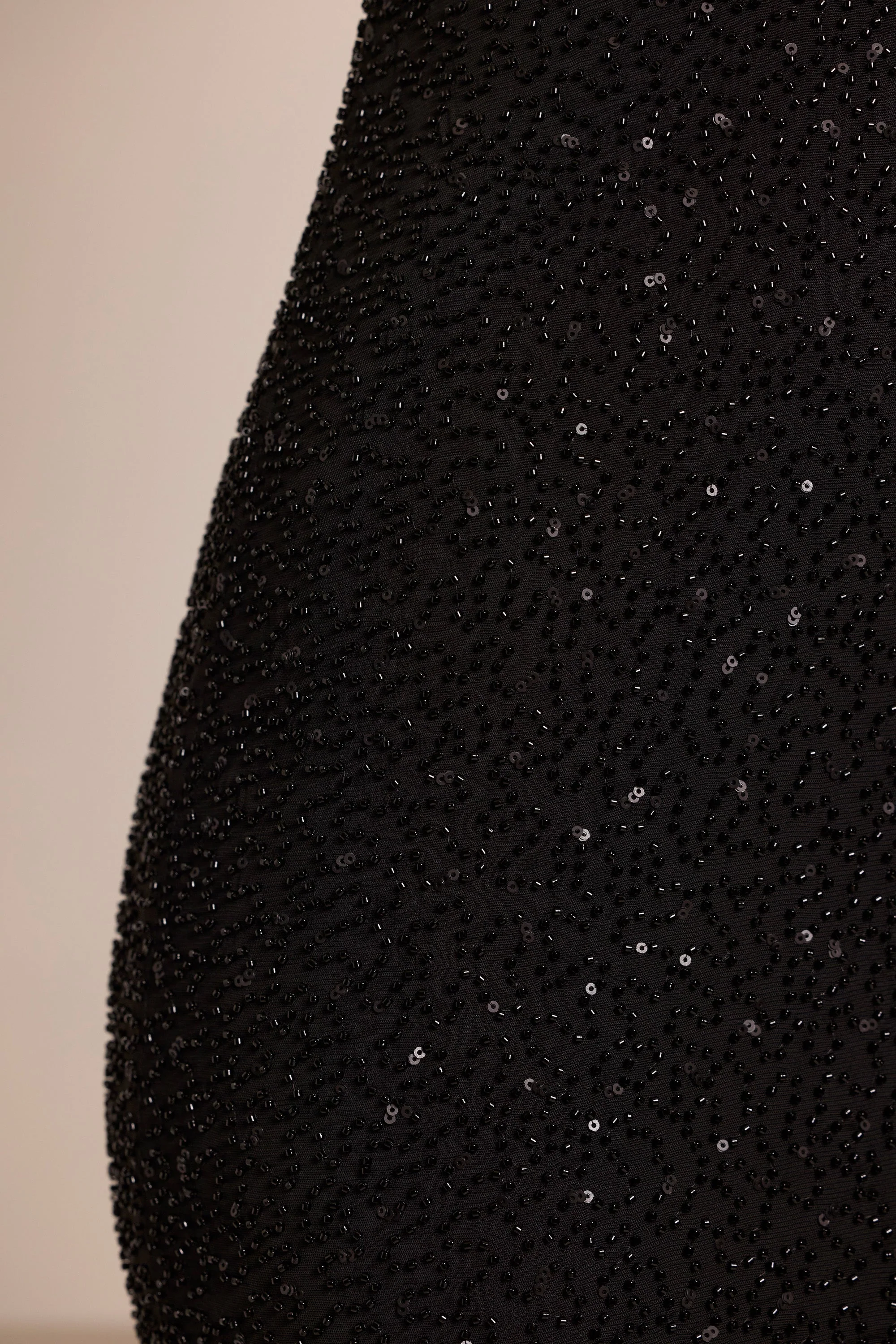 Embellished Plunge Neck Mini Dress in Black - Image 4