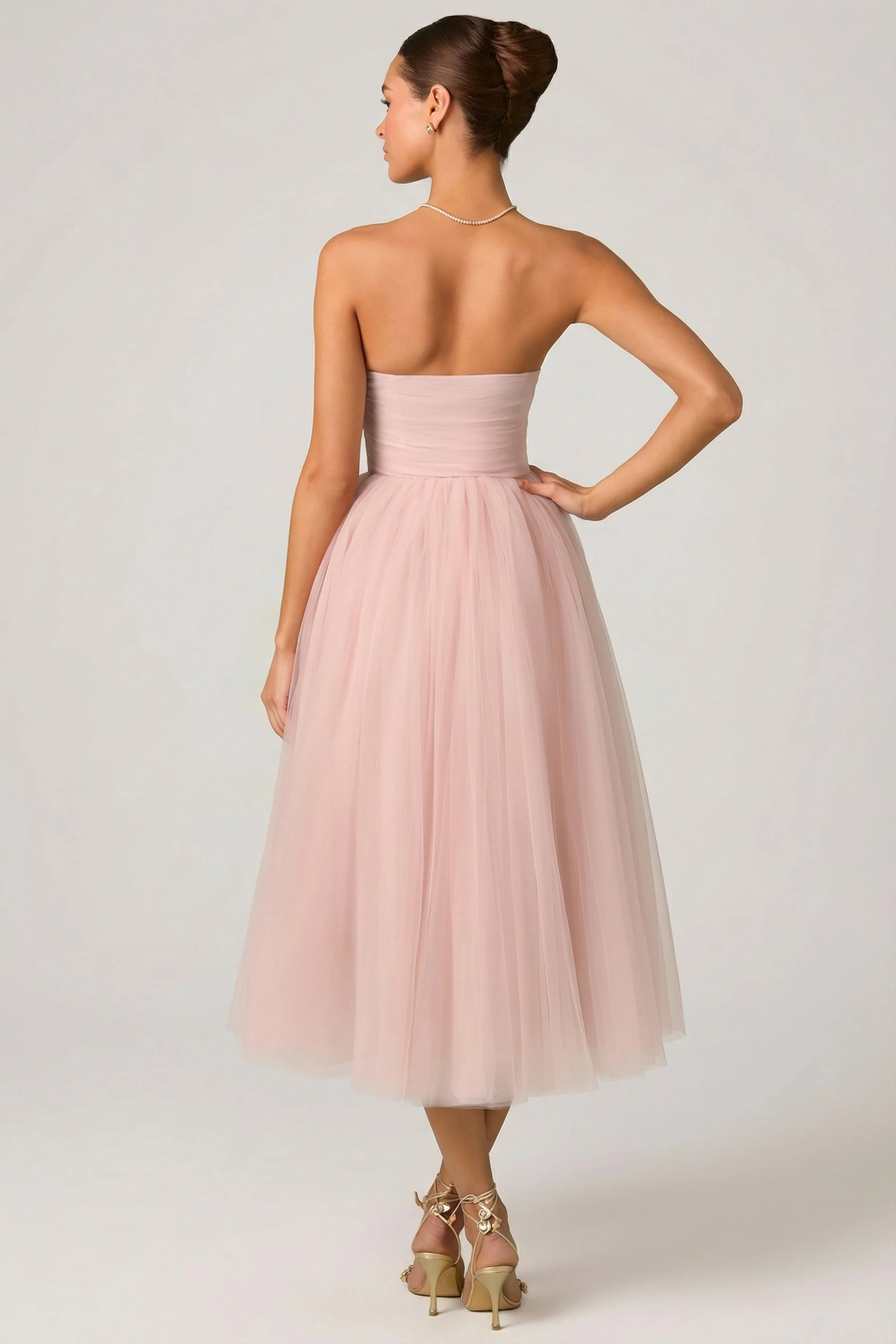 Tulle Corset Midaxi Dress in Dusty Rose - Image 2