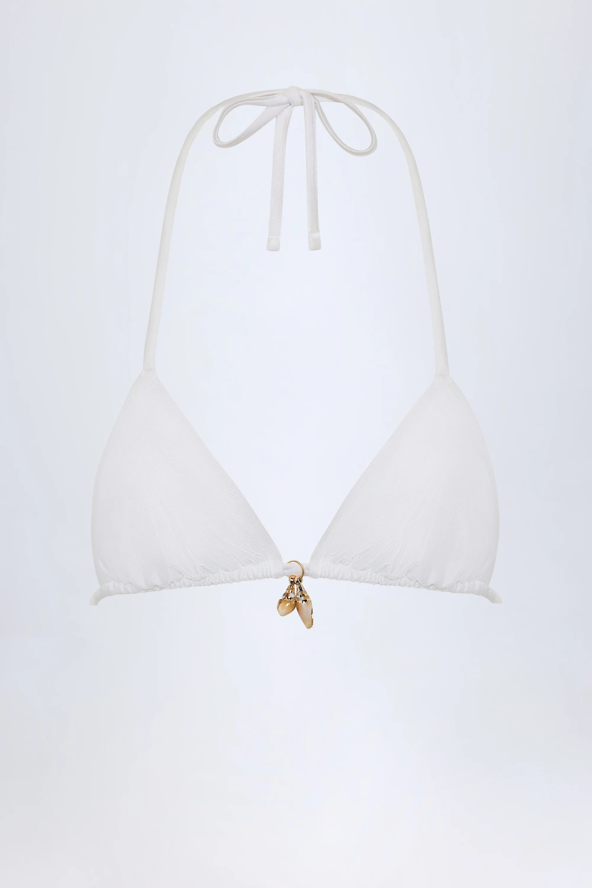 Charm-Detail Triangle Bikini Top in White - Image 3