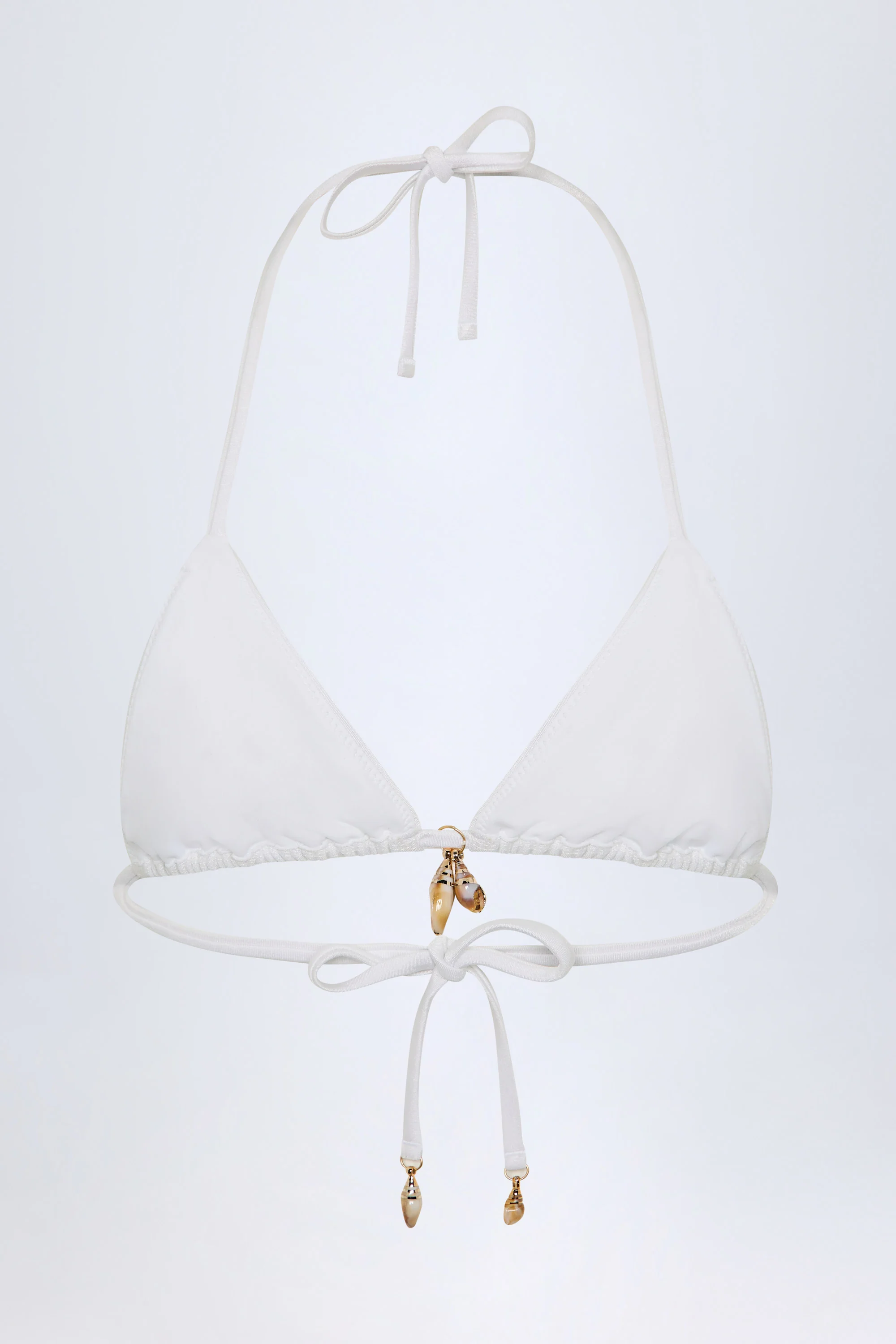 Charm-Detail Triangle Bikini Top in White - Image 4