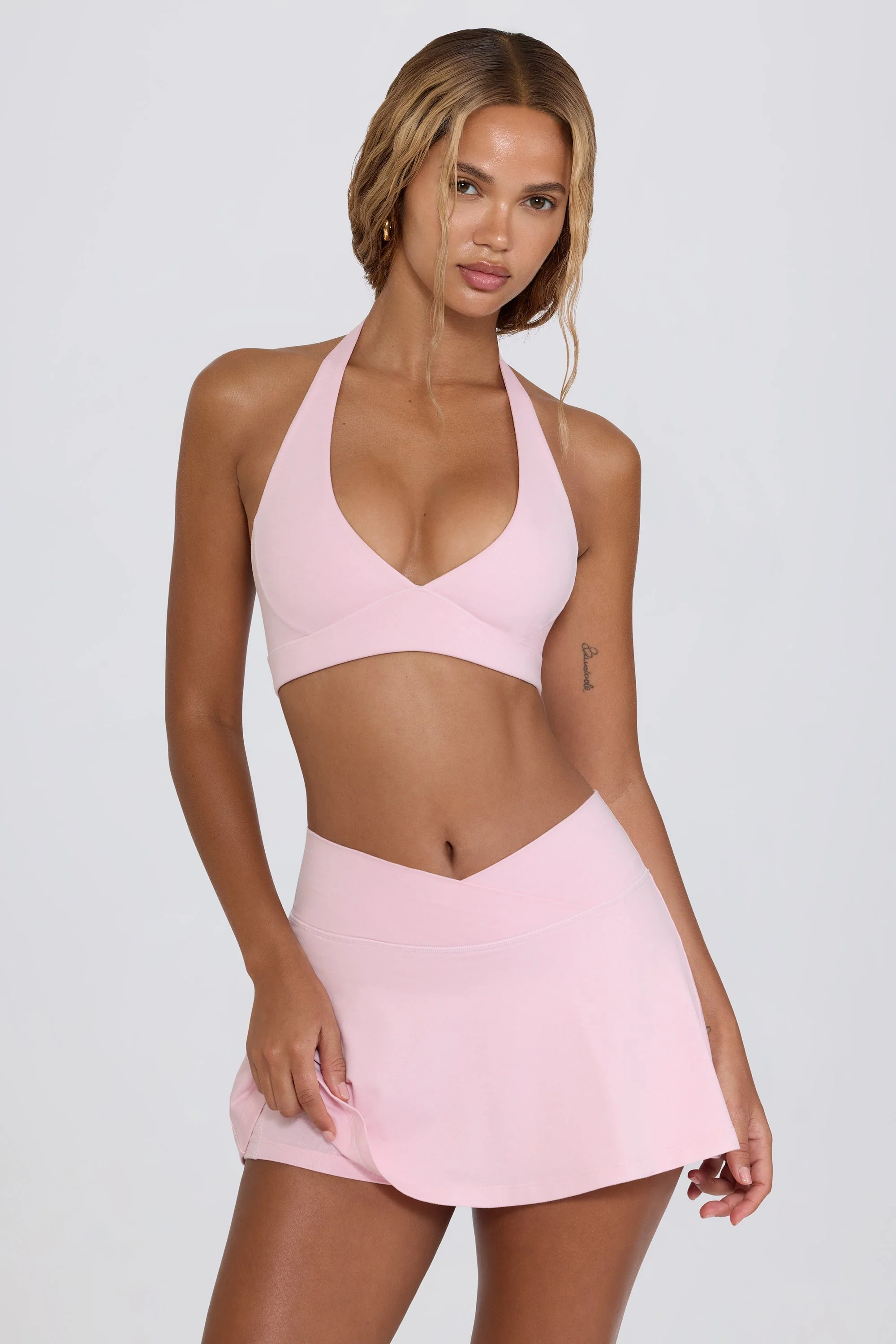 Brushed Jersey Crossover Mini Skort in Bloom