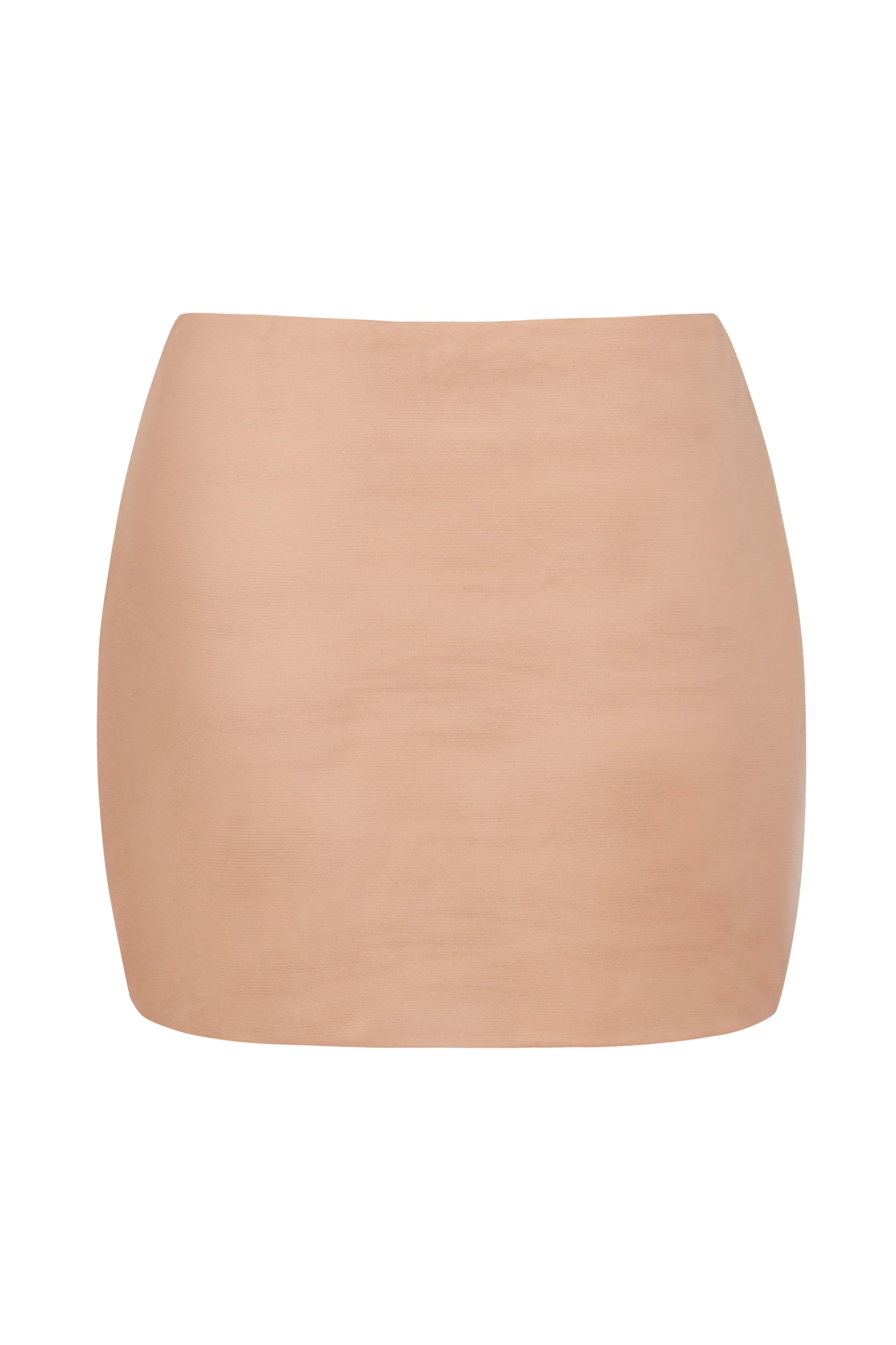 Soft Mesh Low-Rise Micro Mini Slip Skirt in Warm Peach - Image 2