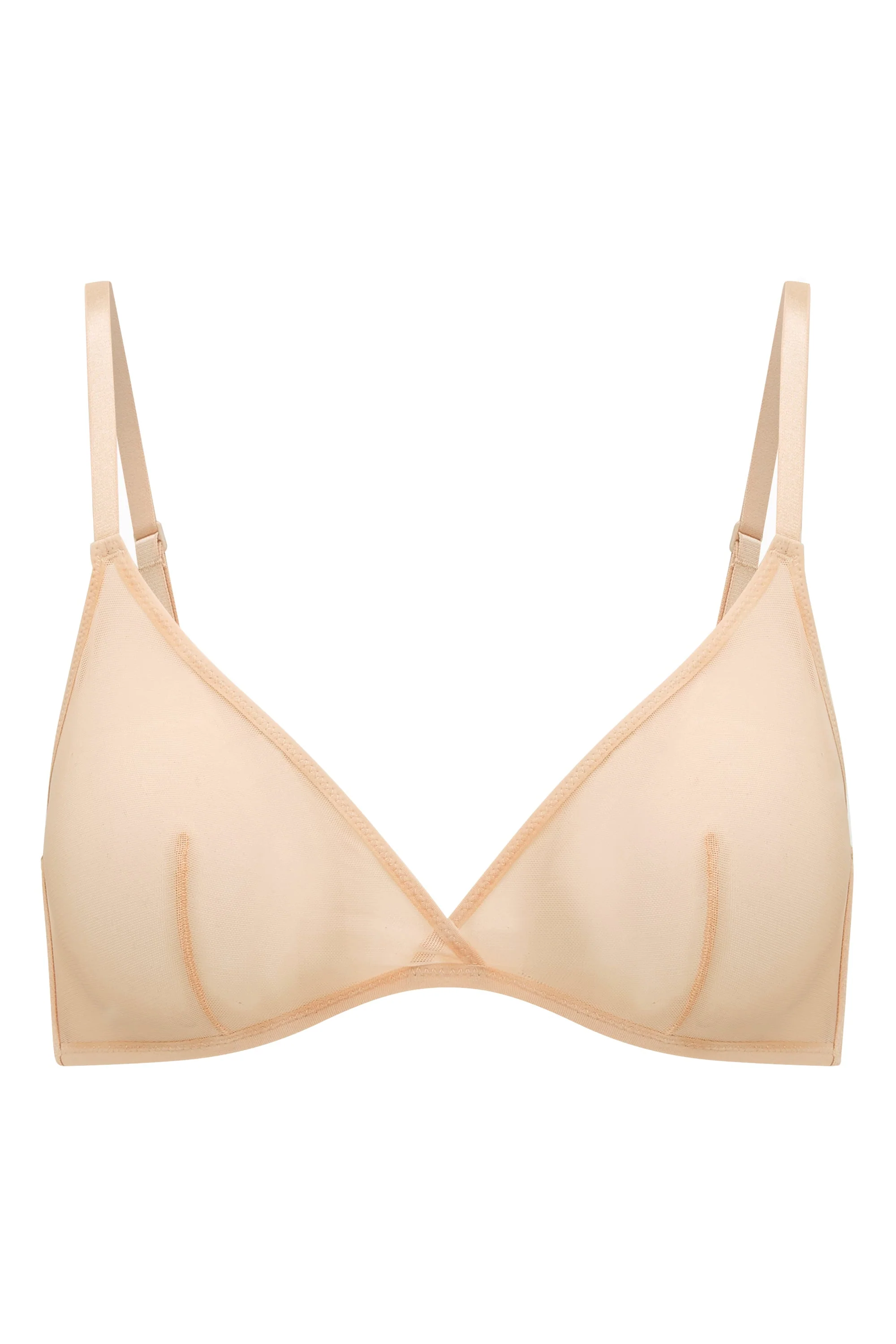 Soft Mesh Single Layer Triangle Bra in Beige - Image 2