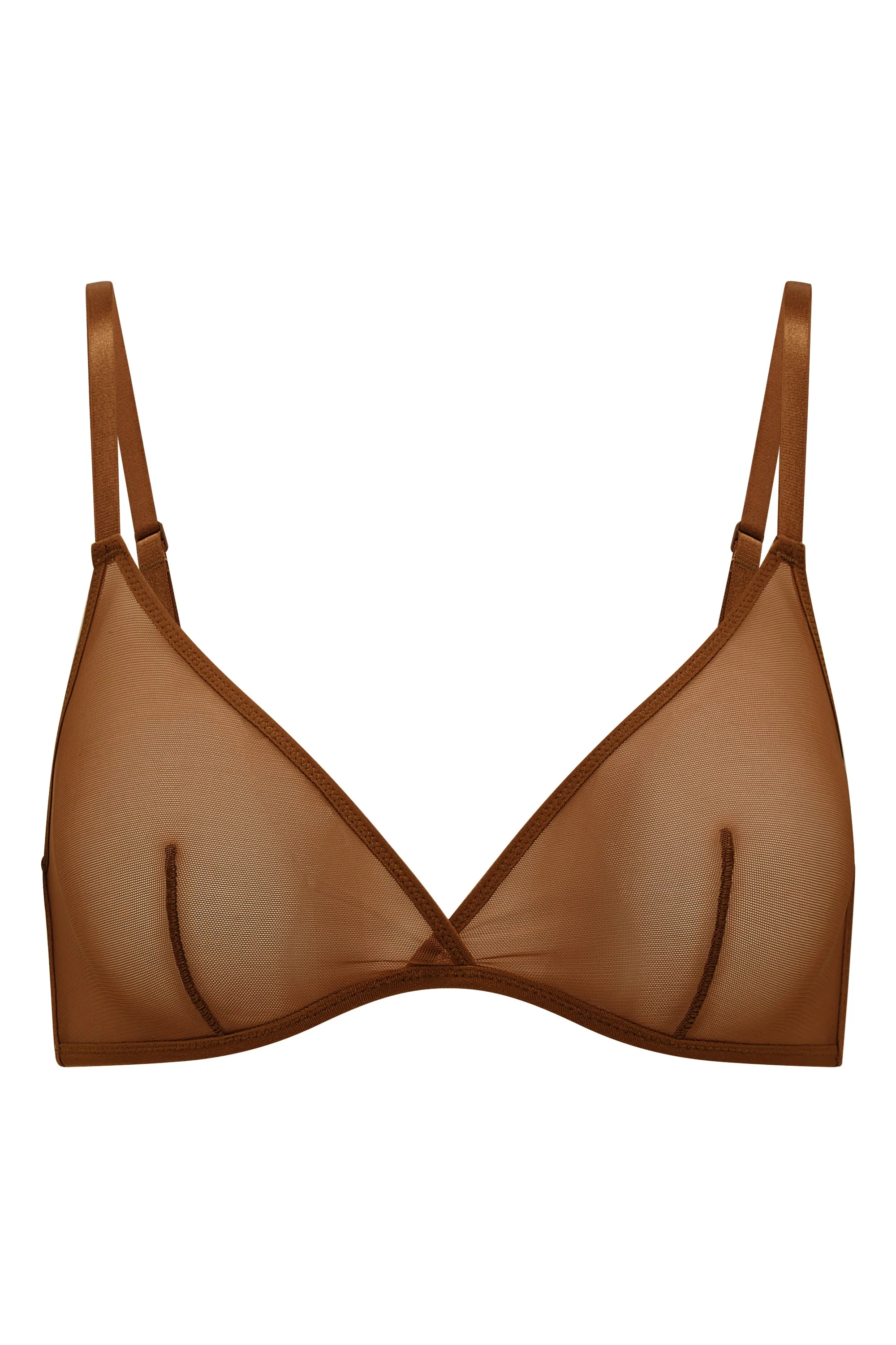 Soft Mesh Single Layer Triangle Bra in Chestnut - Image 2
