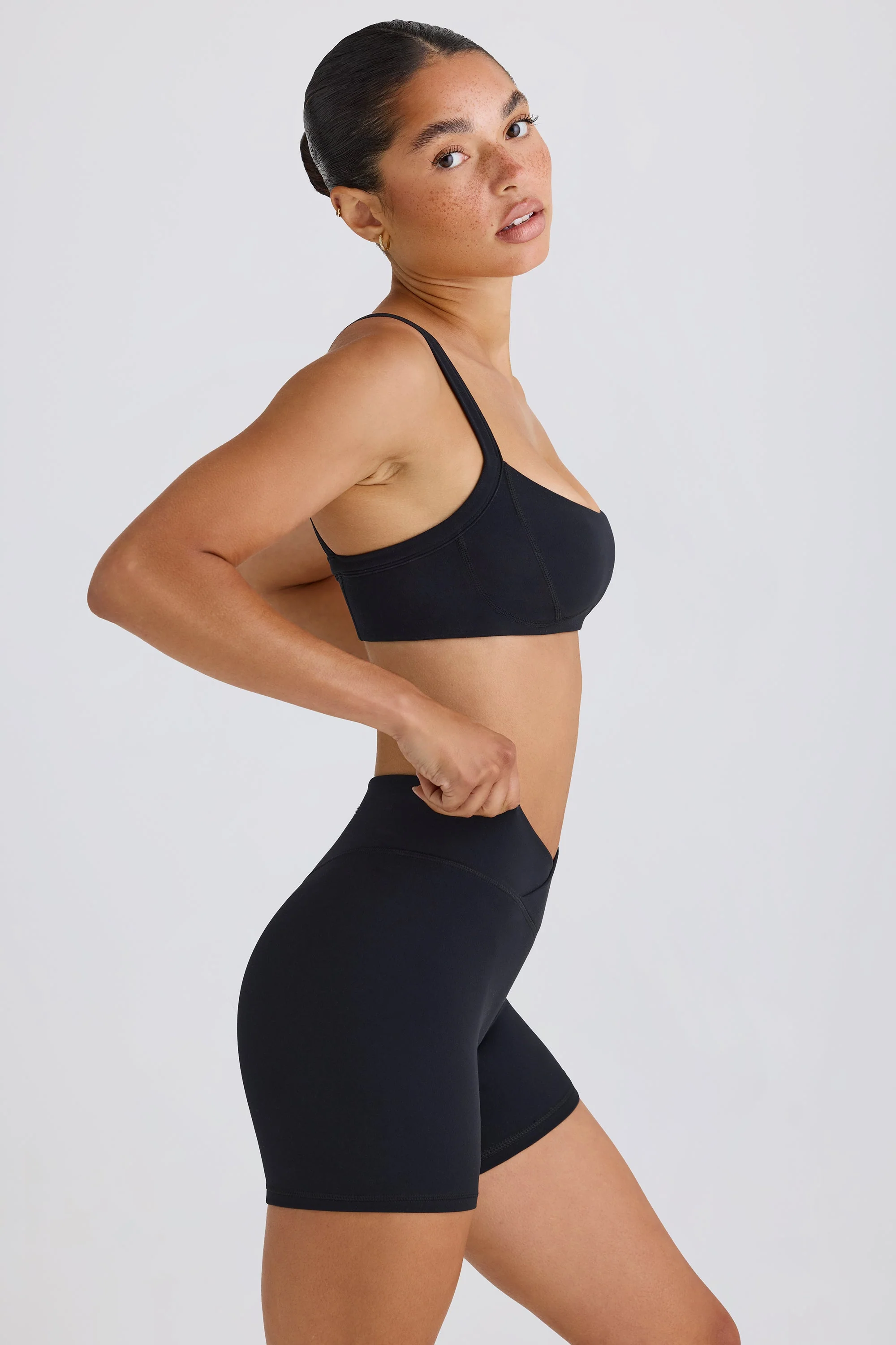 Soft Active Crossover Mini Shorts in Black - Image 3