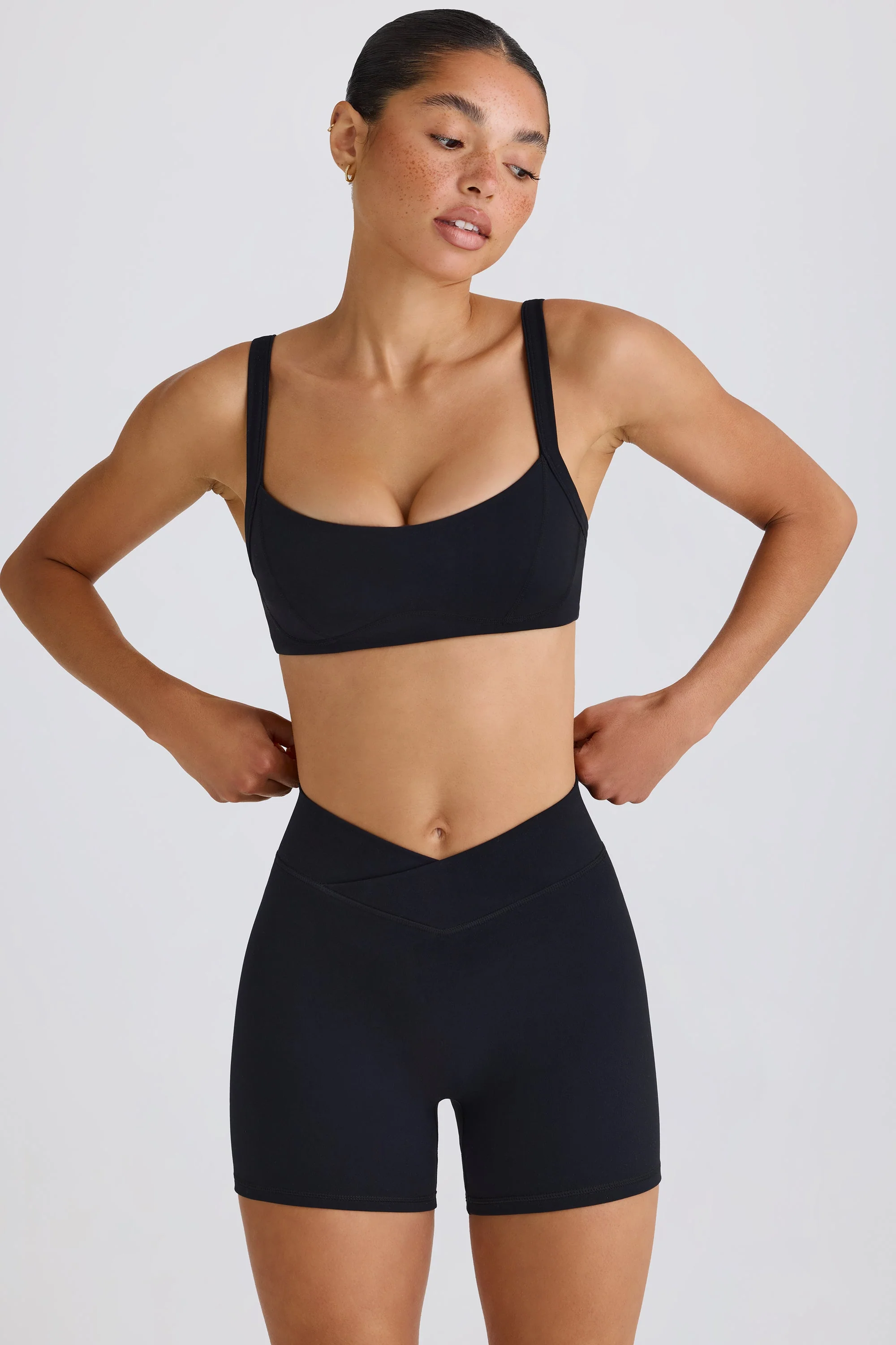 Soft Active Crossover Mini Shorts in Black - Image 8