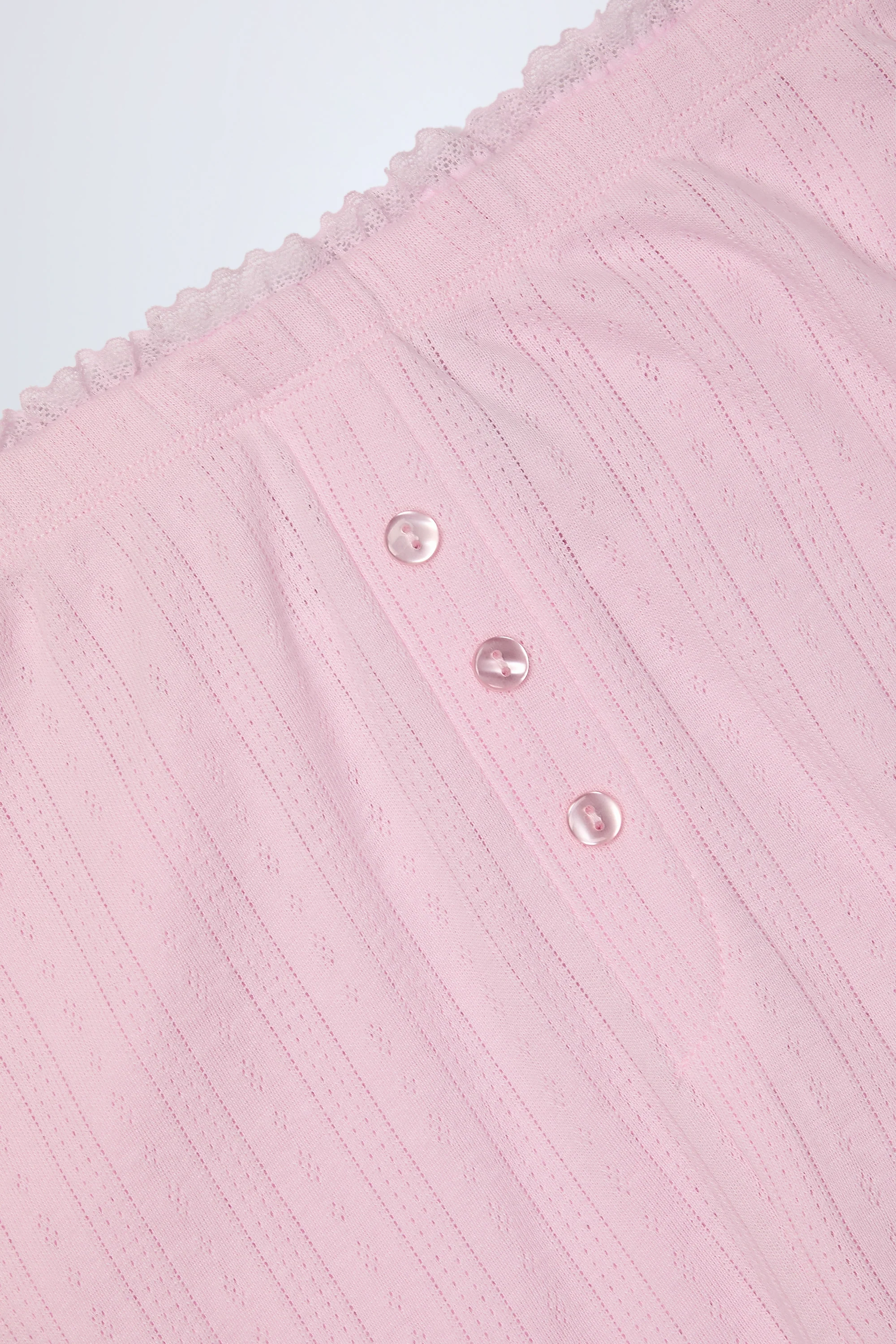 Pointelle Mid-Rise Straight-Leg Trousers in Baby Pink - Image 5