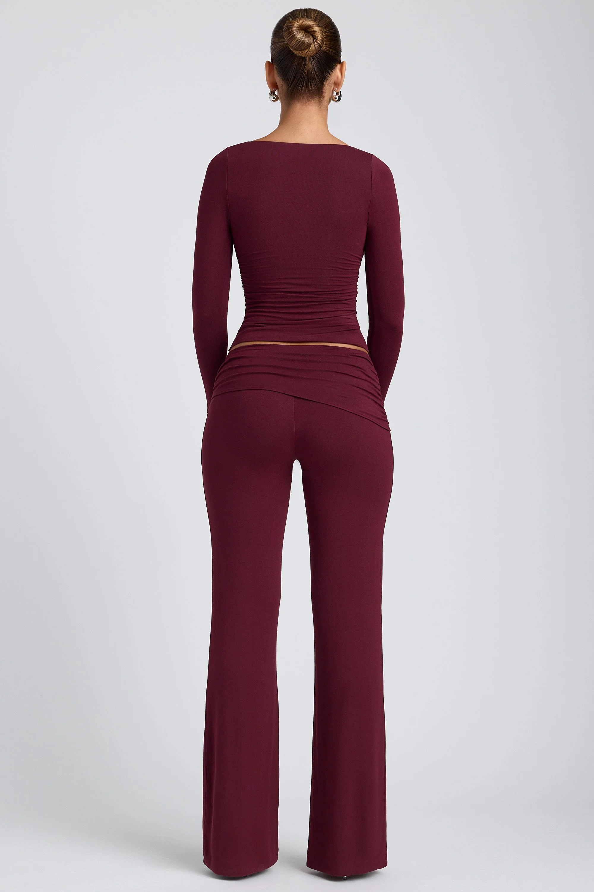 Modal Ruched Long-Sleeve Top in Plum - Image 9