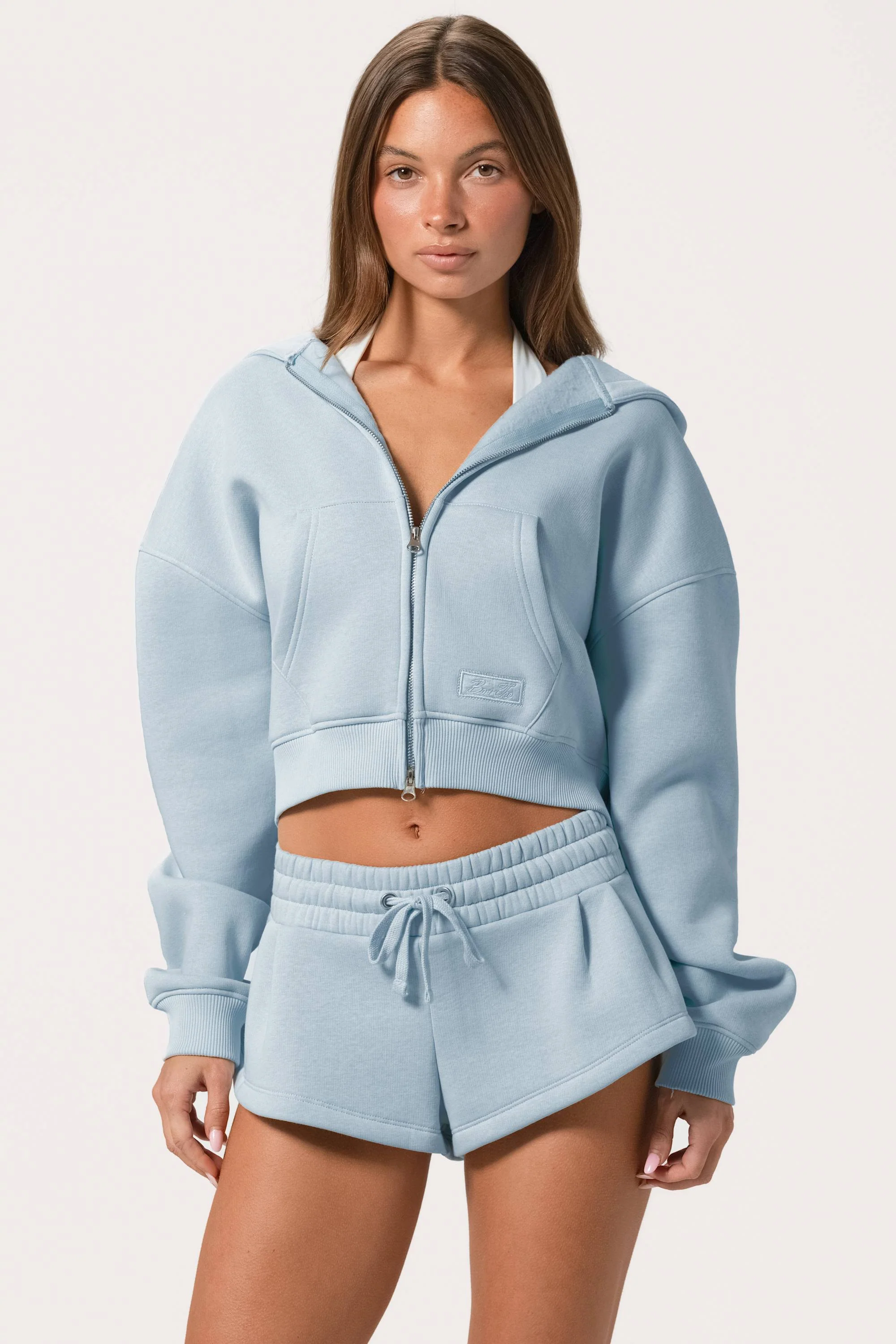 Oversized Zip-Up Hoodie  in Powder Blue