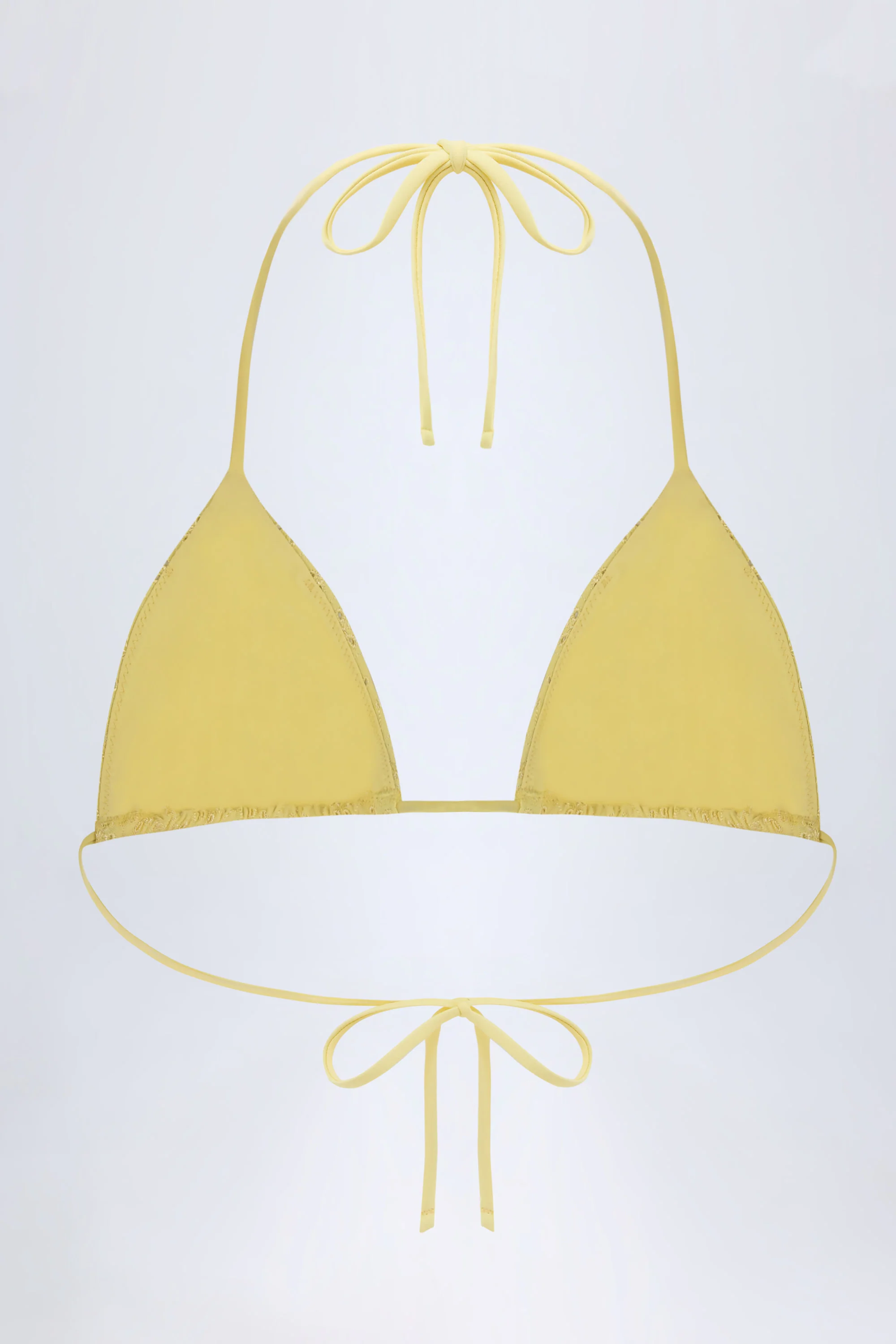 Broderie Anglaise Triangle Bikini Top in Lemon Yellow - Image 5