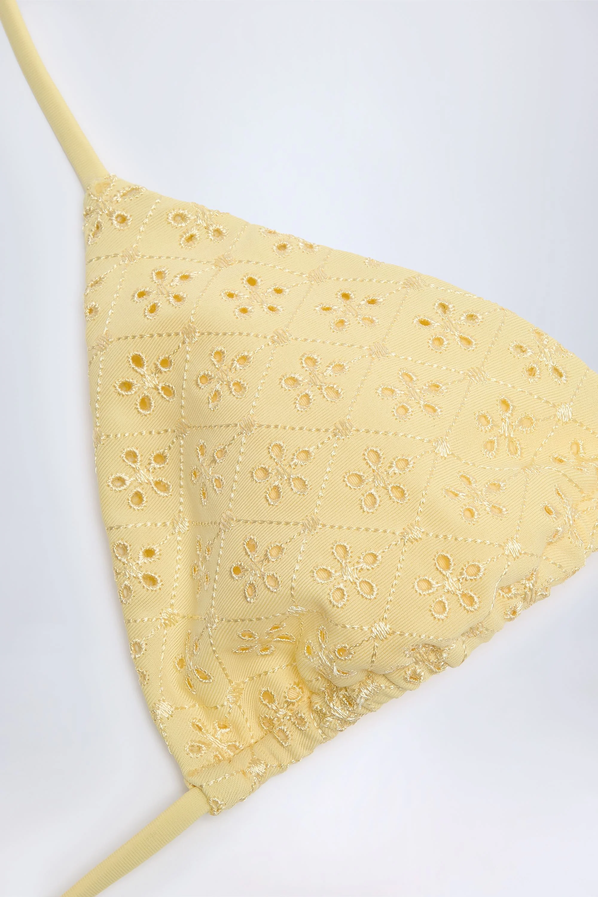 Broderie Anglaise Triangle Bikini Top in Lemon Yellow - Image 9