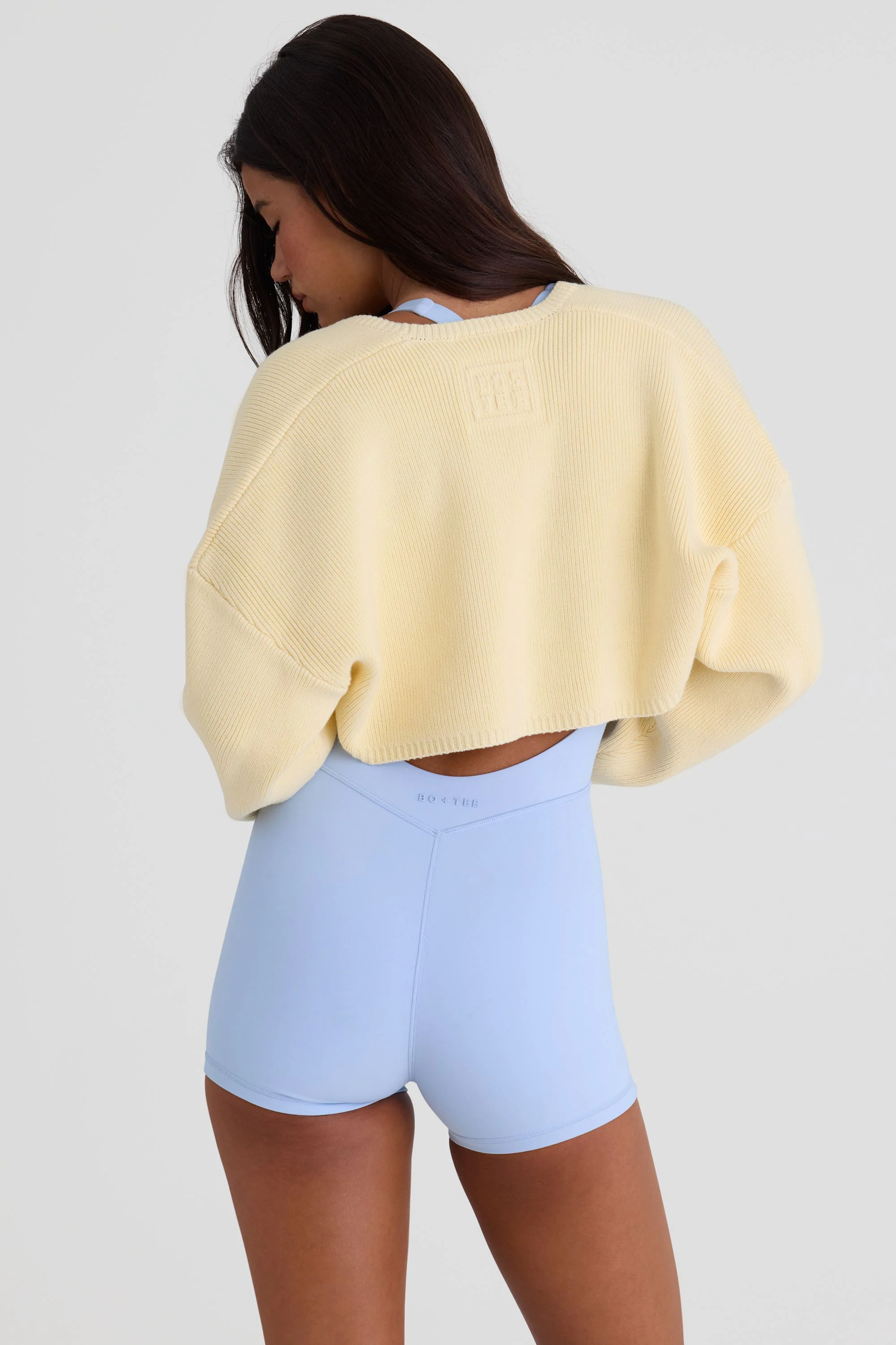 Ribbed-Knit Cropped Shrug in Lemon - Image 2
