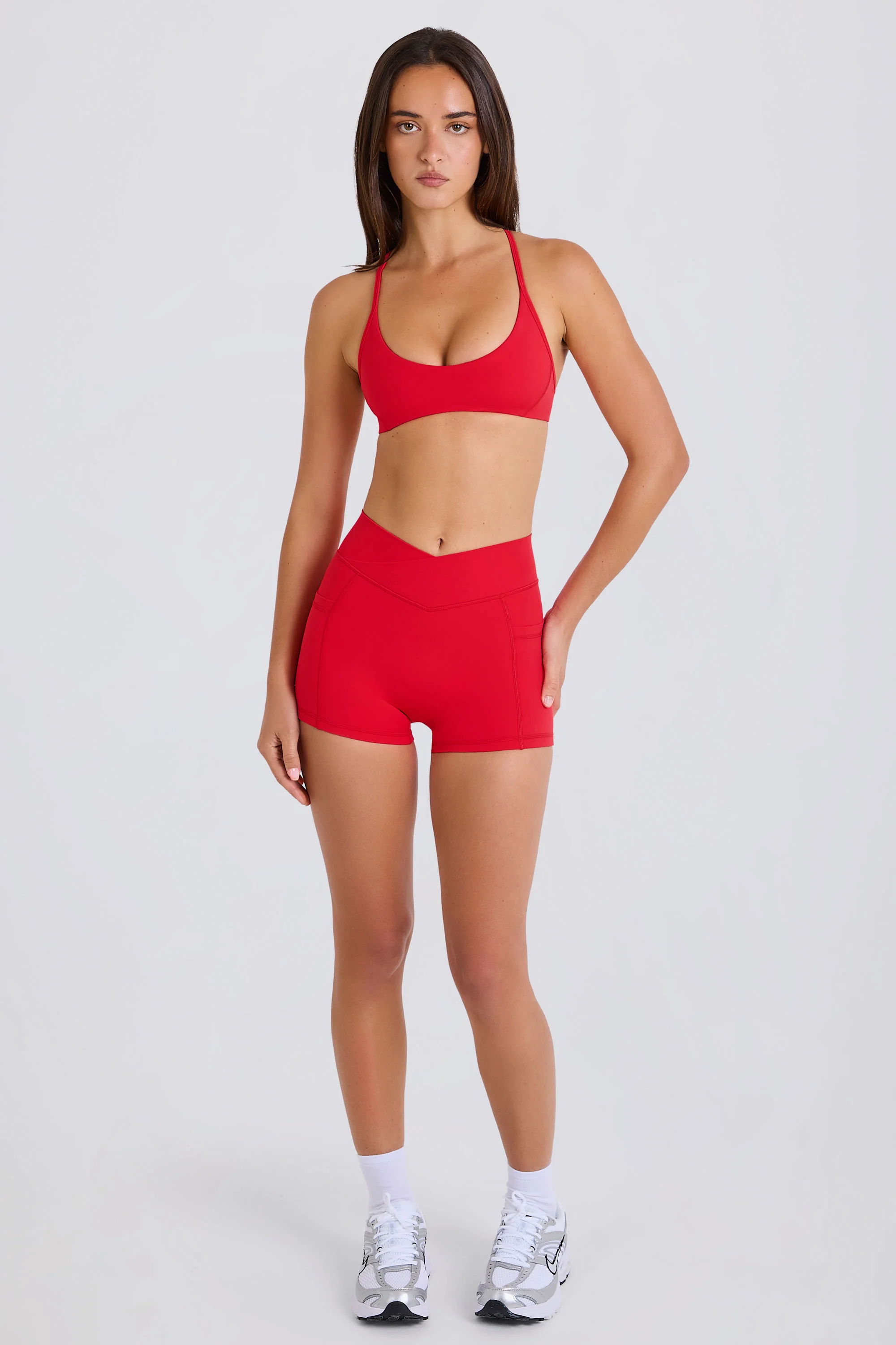 Soft Active Pocket V-Waist Mini Shorts in Strawberry - Image 11