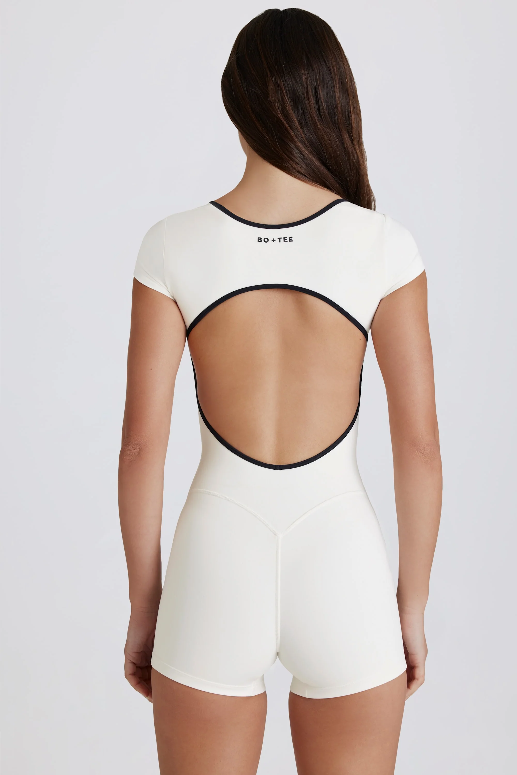 Soft Active Open-Back Unitard in Milk - Image 2