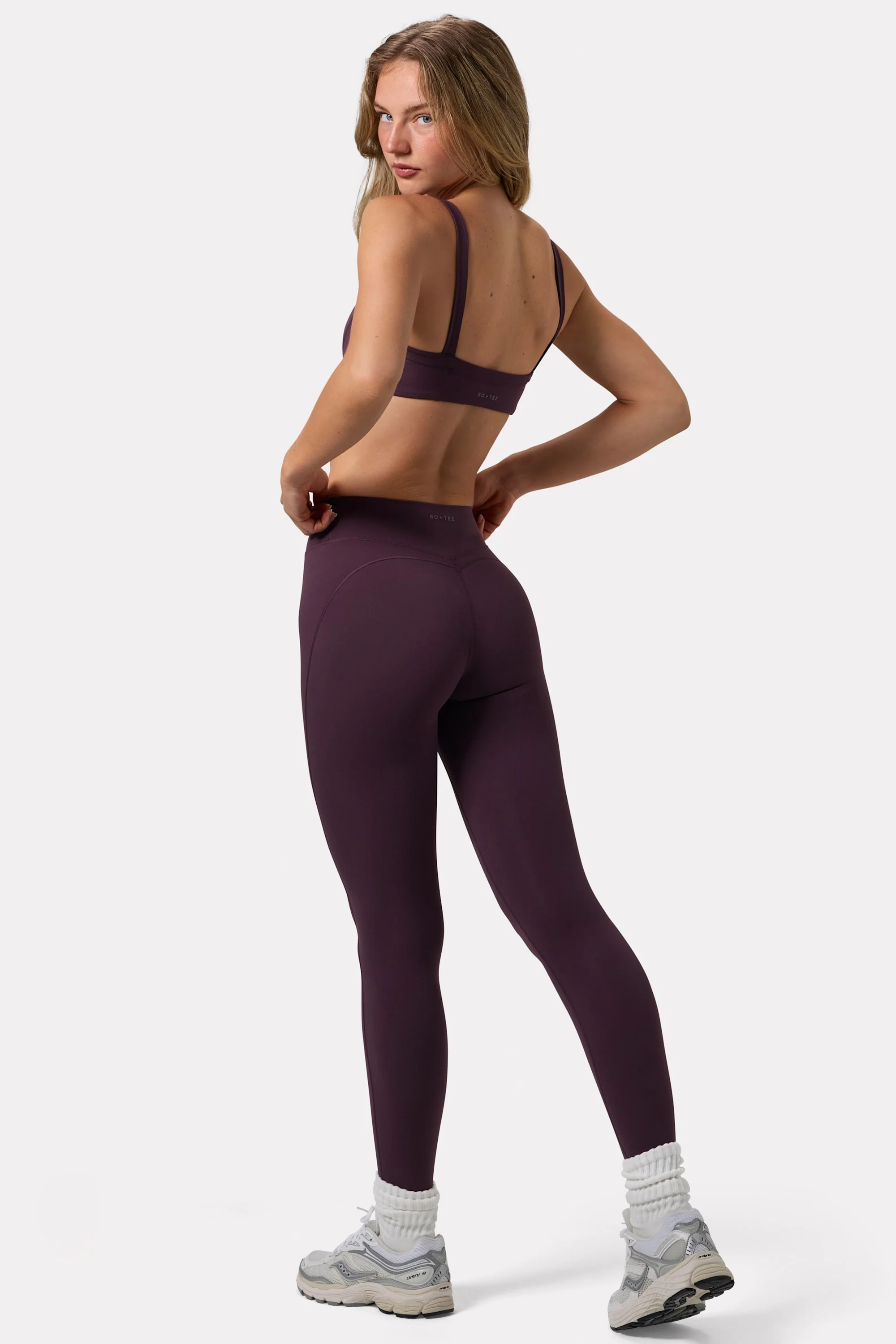 Soft Active Ruched Leggings in Plum - Image 2