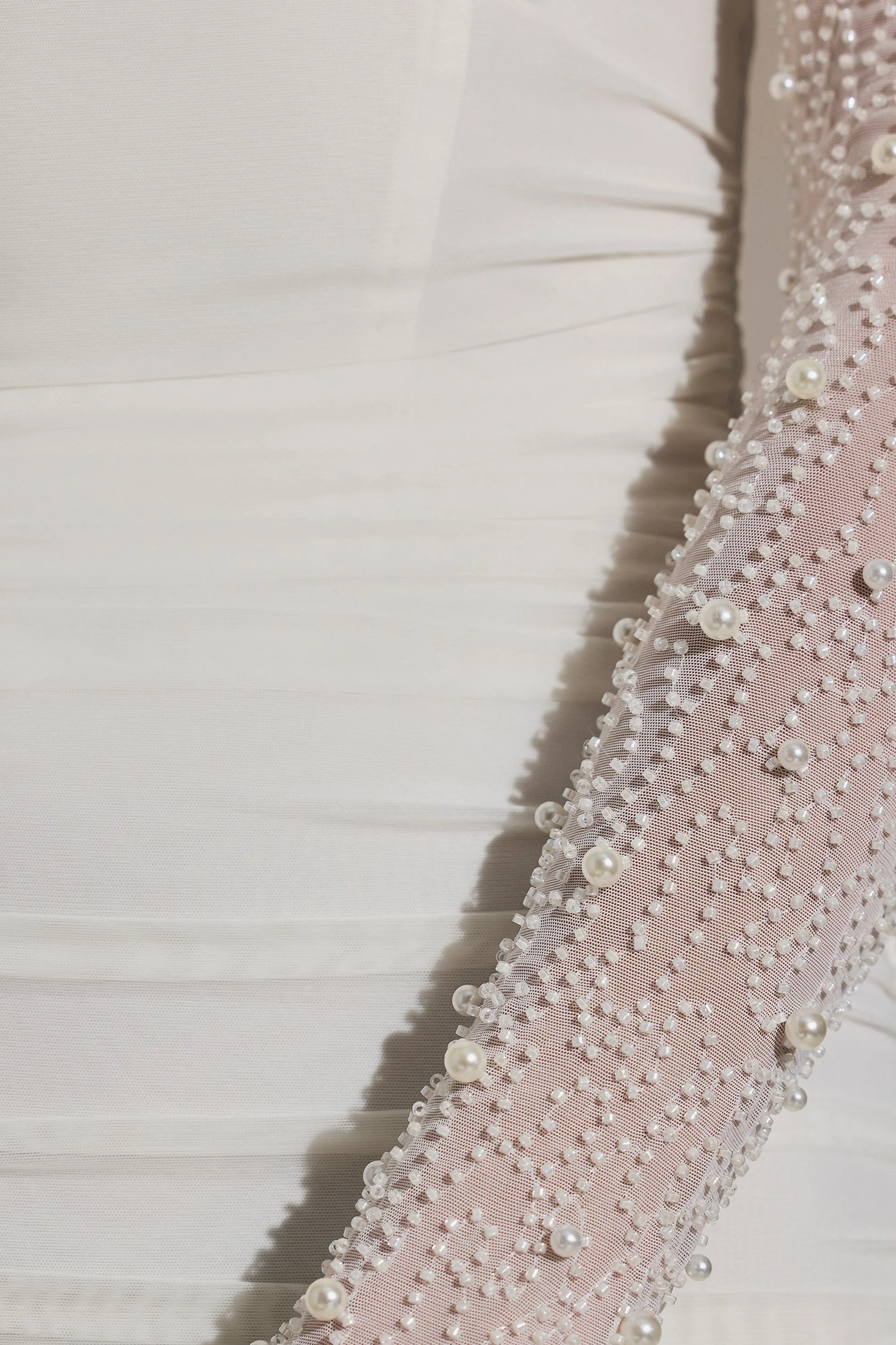 Embellished Long-Sleeve Mini Dress in White - Image 4
