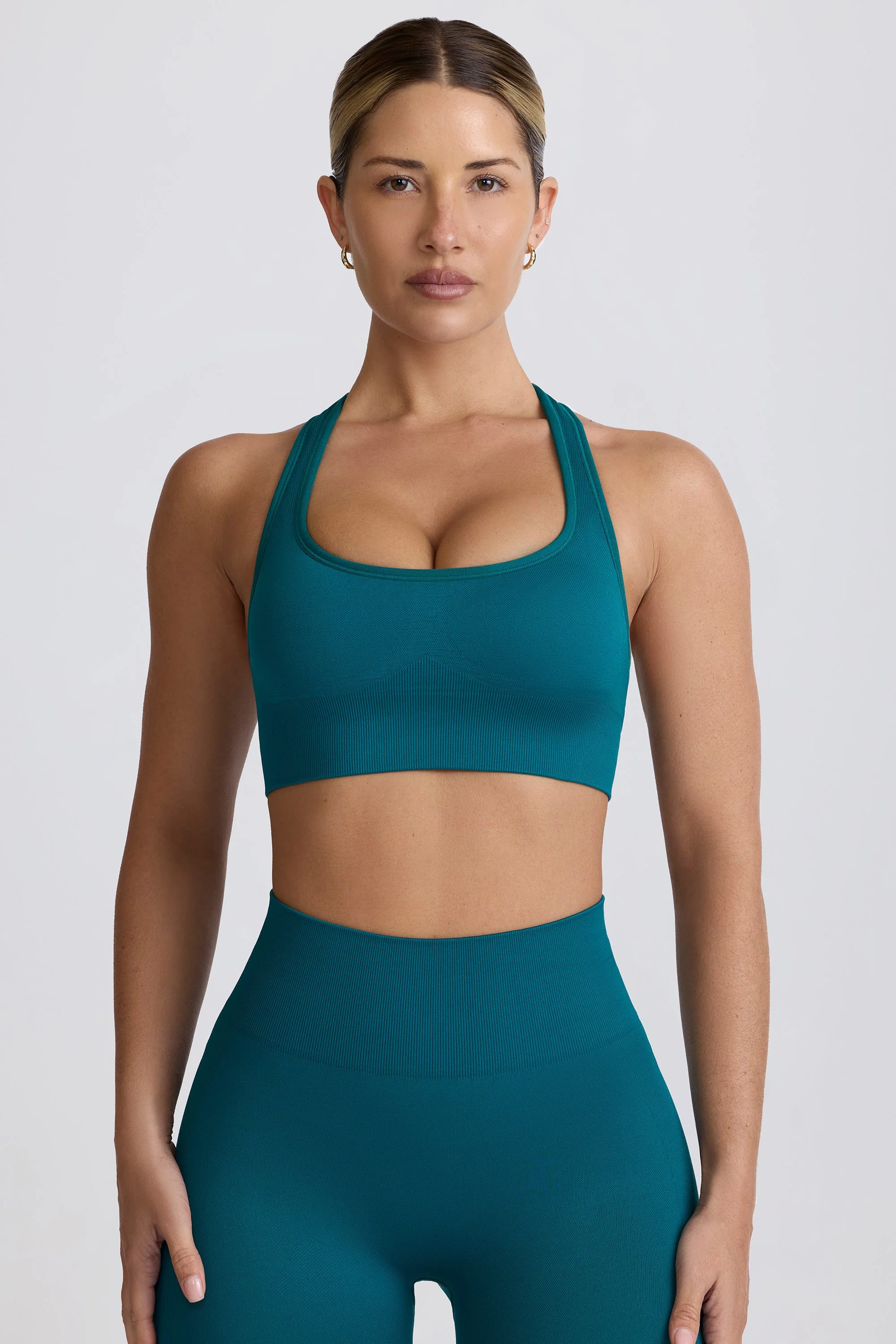 Super Sculpt Seamless T-Back Sports Bra in Teal - Image 3