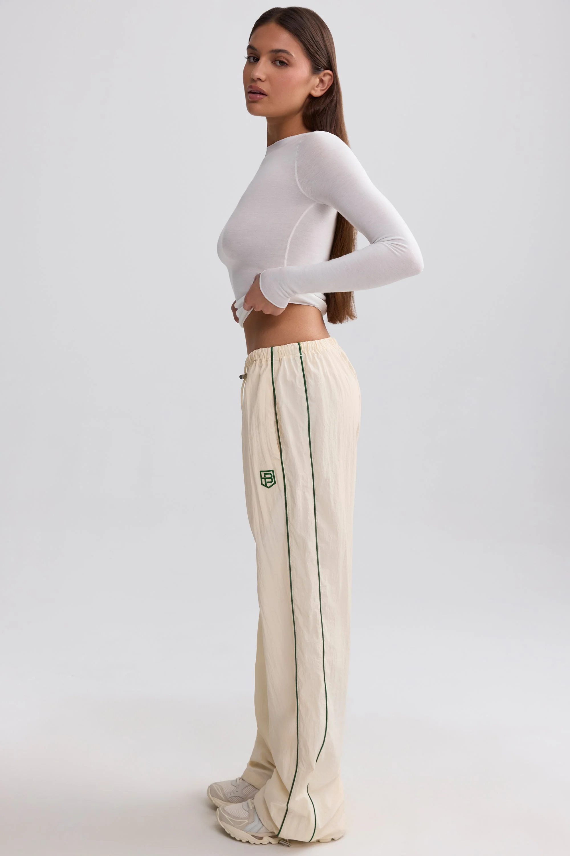 Water-Repellent Wide-Leg Track Pants in Marble - Image 3