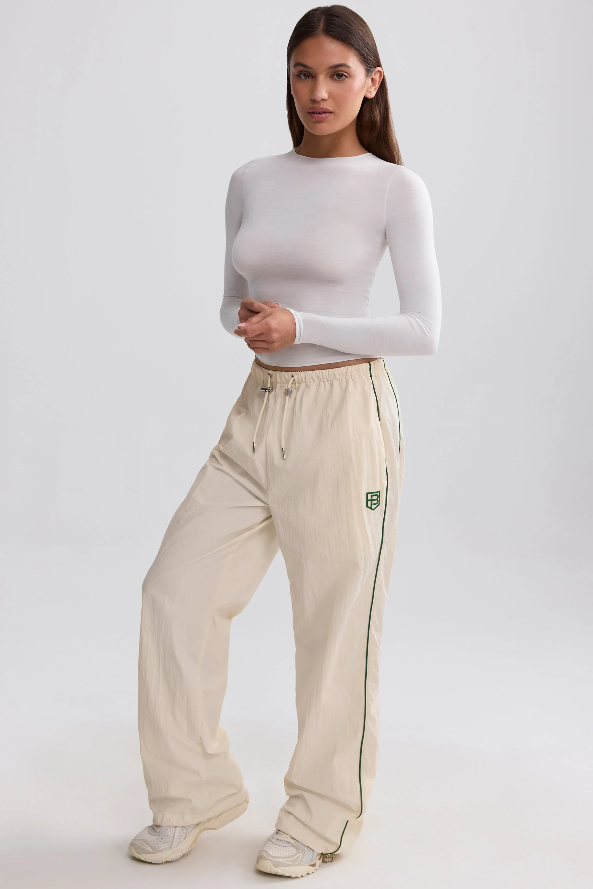 Water-Repellent Wide-Leg Track Pants in Marble - Image 7