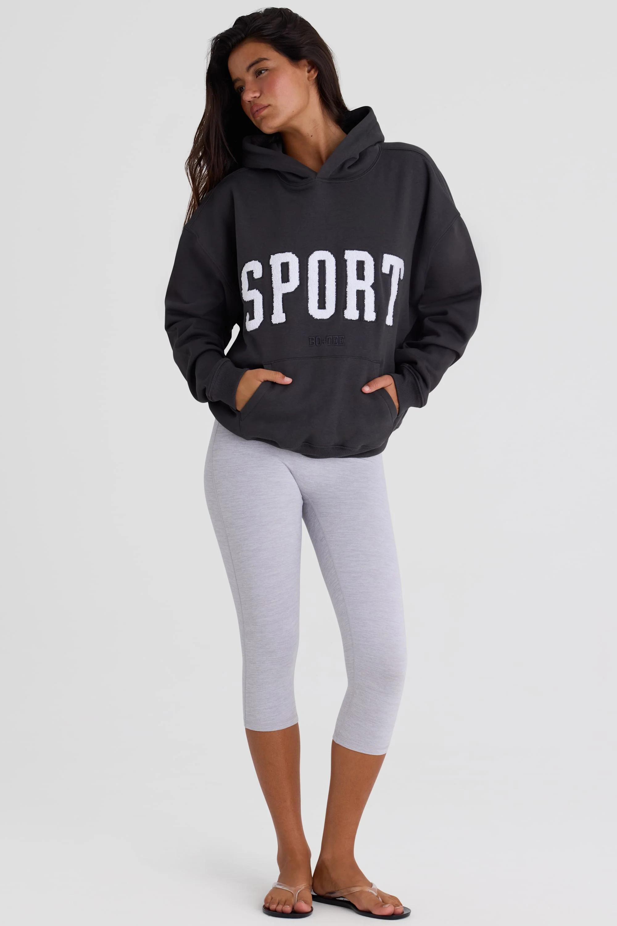 Soft Cotton Fleece Oversized Hoodie in Black - Image 4